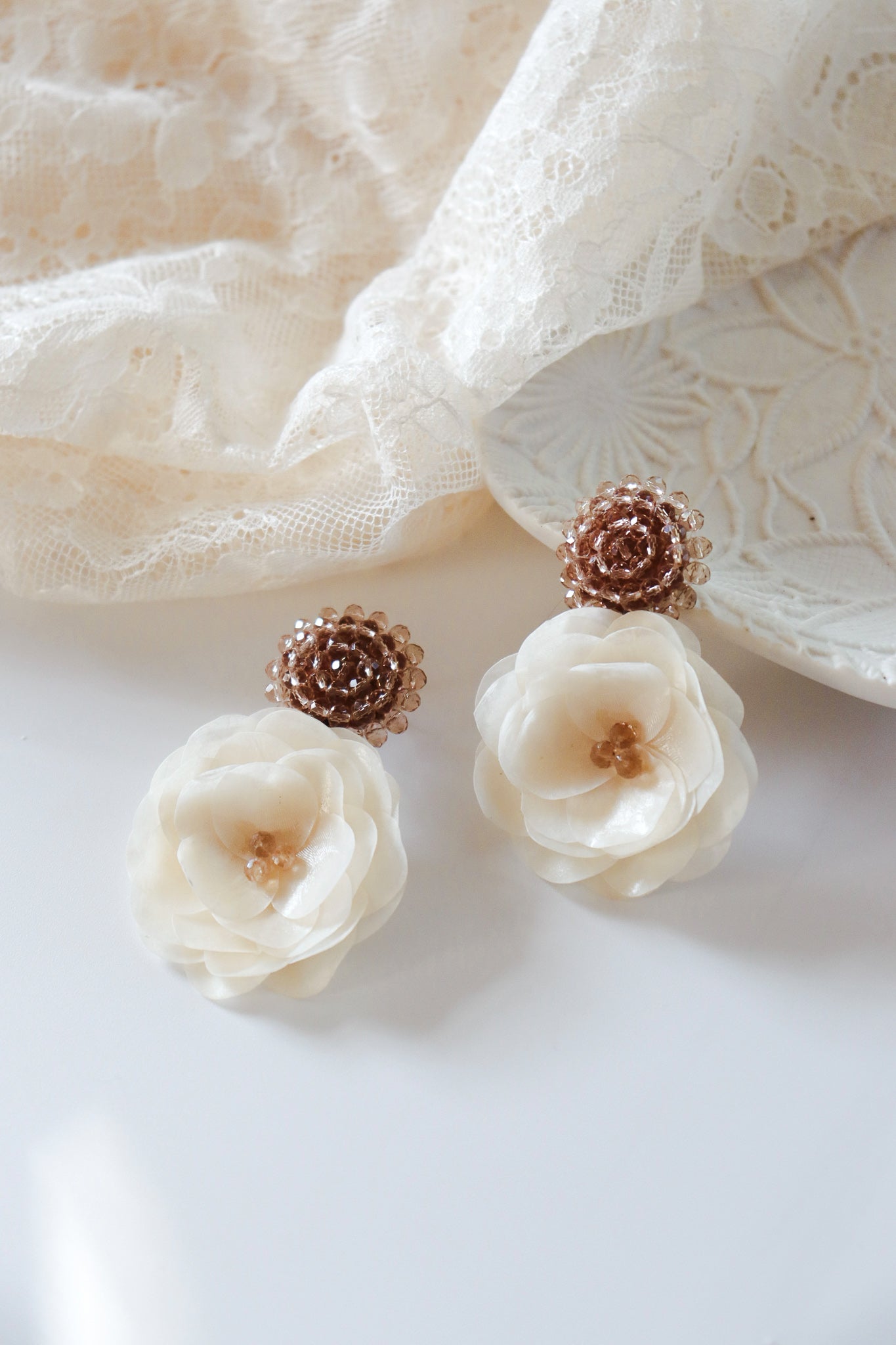 Rose and Crystal Earrings