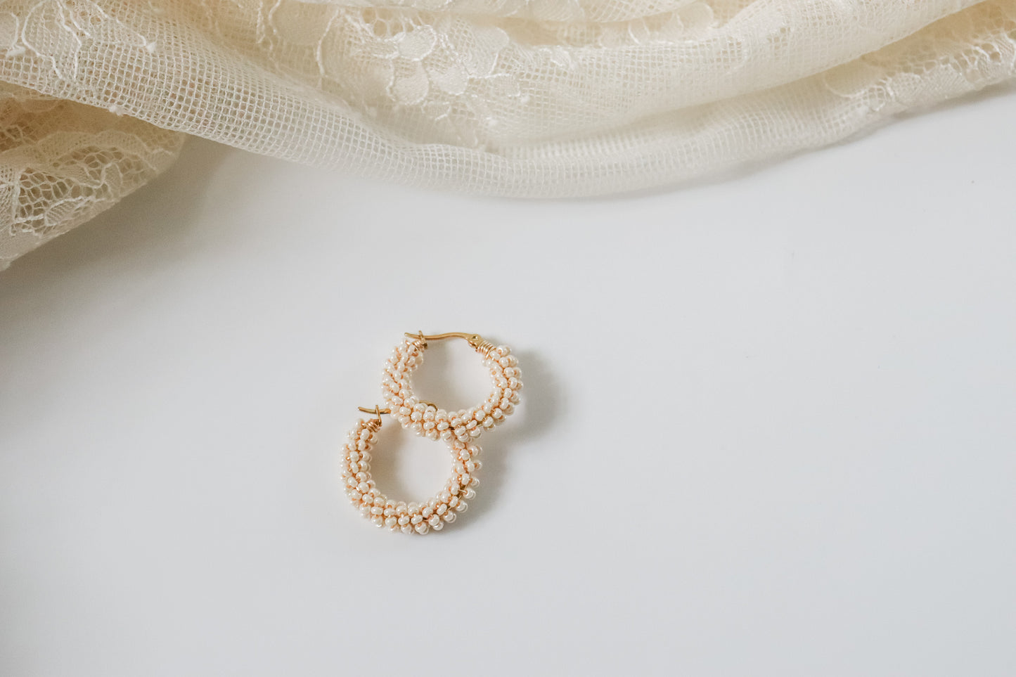 White Bead Hoops