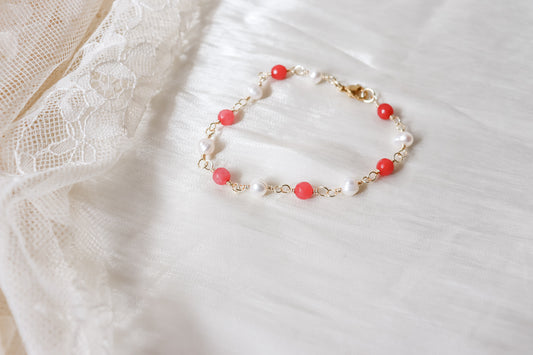 Pearl and Pink Quartz Bracelet